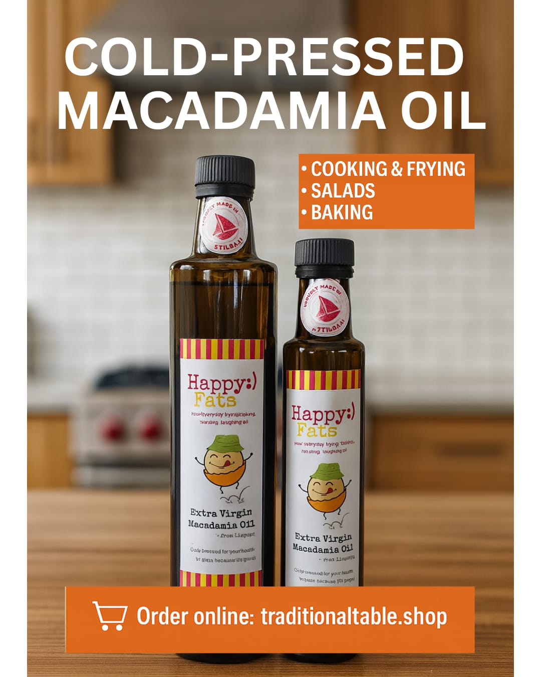 Happy Fats Extra Virgin Macadamia Oil 500ml