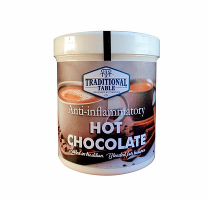 Jar of Traditional Table Anti-inflammatory Hot Chocolate on a white background
